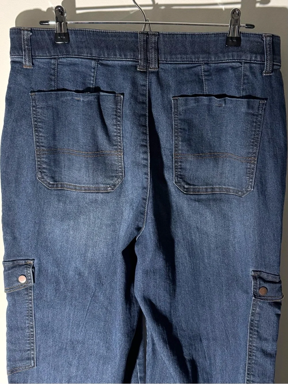 Democracy SkyRise Absolution Wide Leg Jeans Cargo Mid Blue Wash Size 14 - Picture 6 of 11